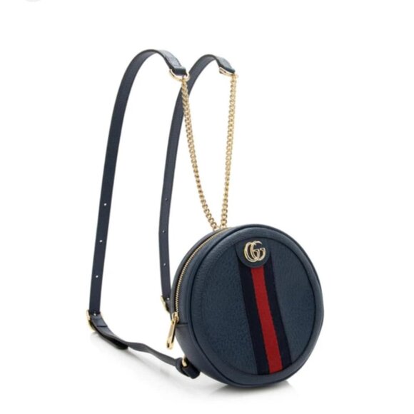 Gucci Handbags - 100% Authentic Gucci Leather Round Backpack 499-110324